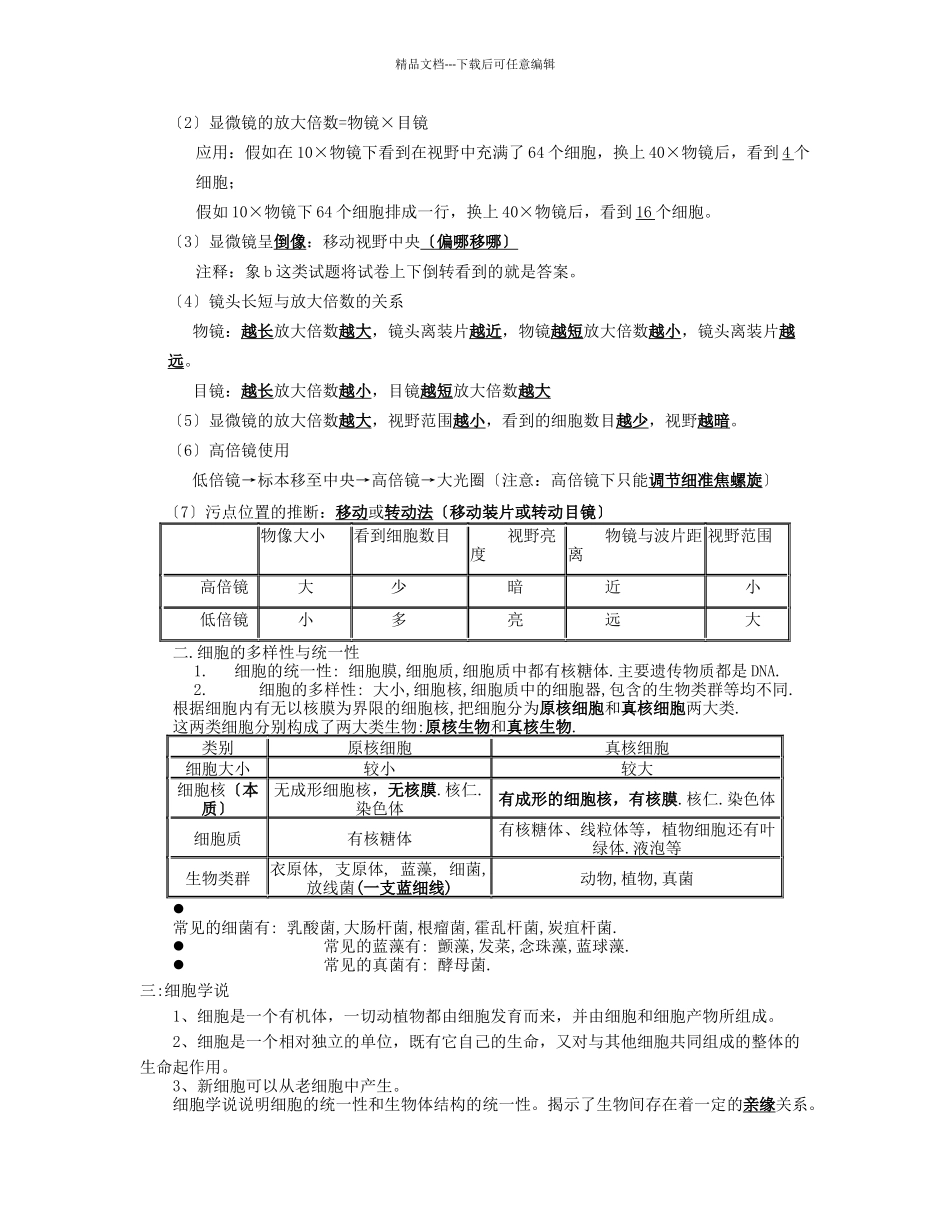 生物必修一知识梳理_第2页