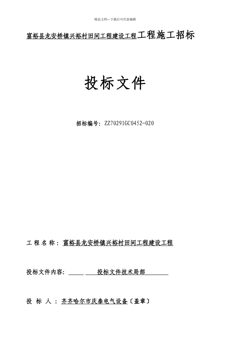 田间工程建设项目投标文件_第1页