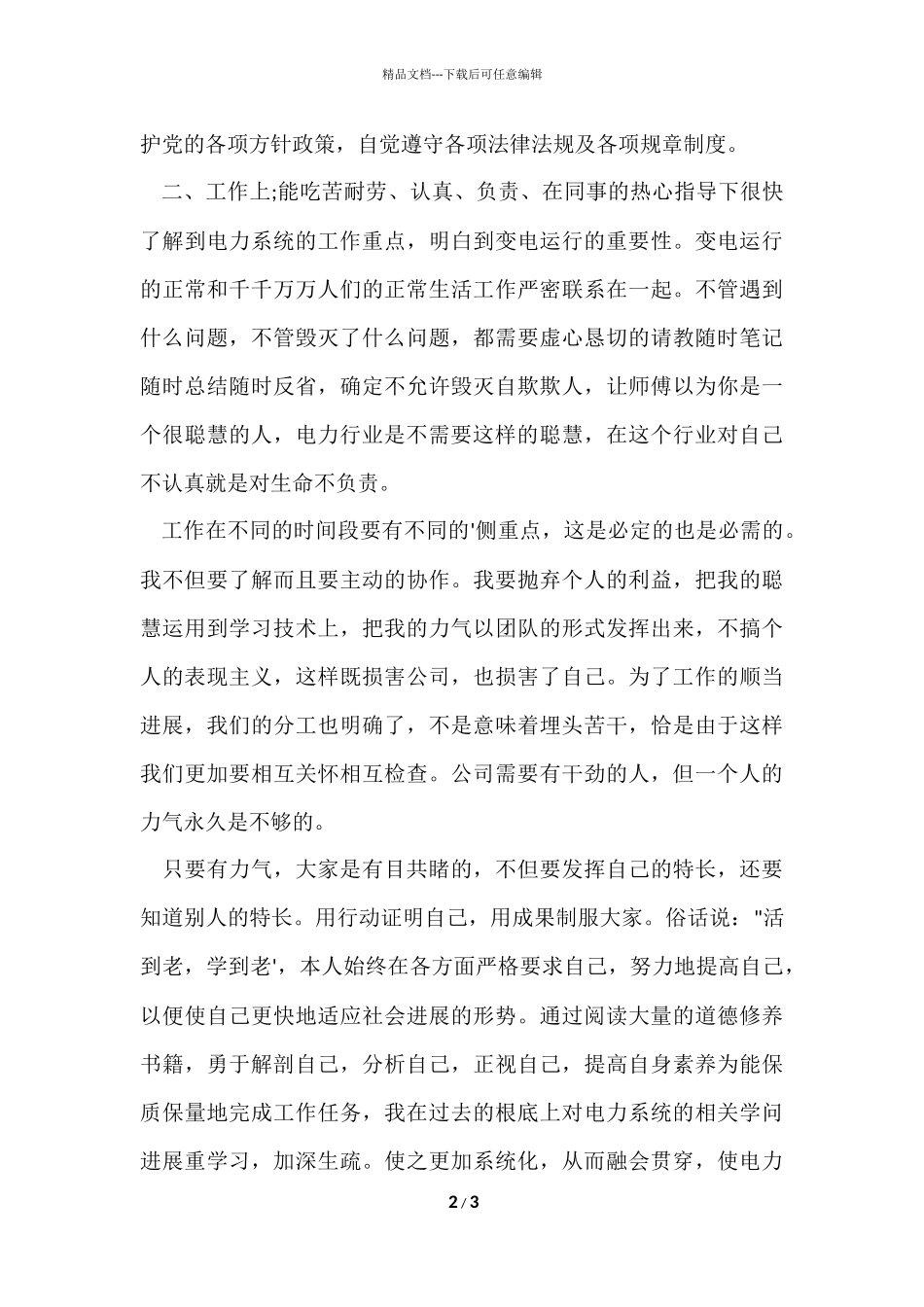 电力公司员工个人工作总结_第2页