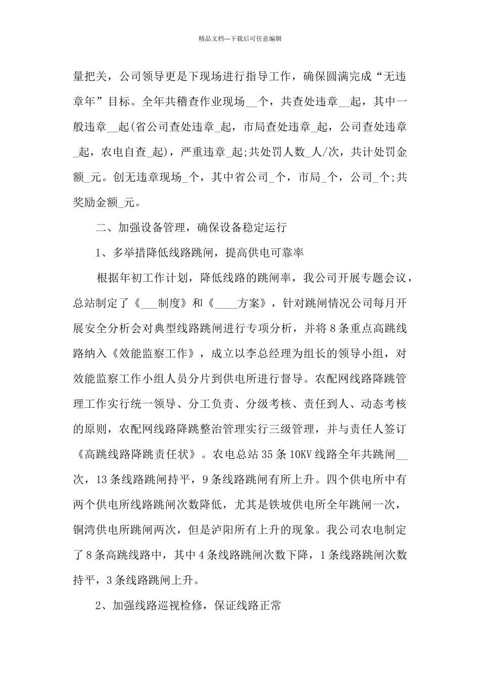 电力安全生产工作总结范文5篇_第2页