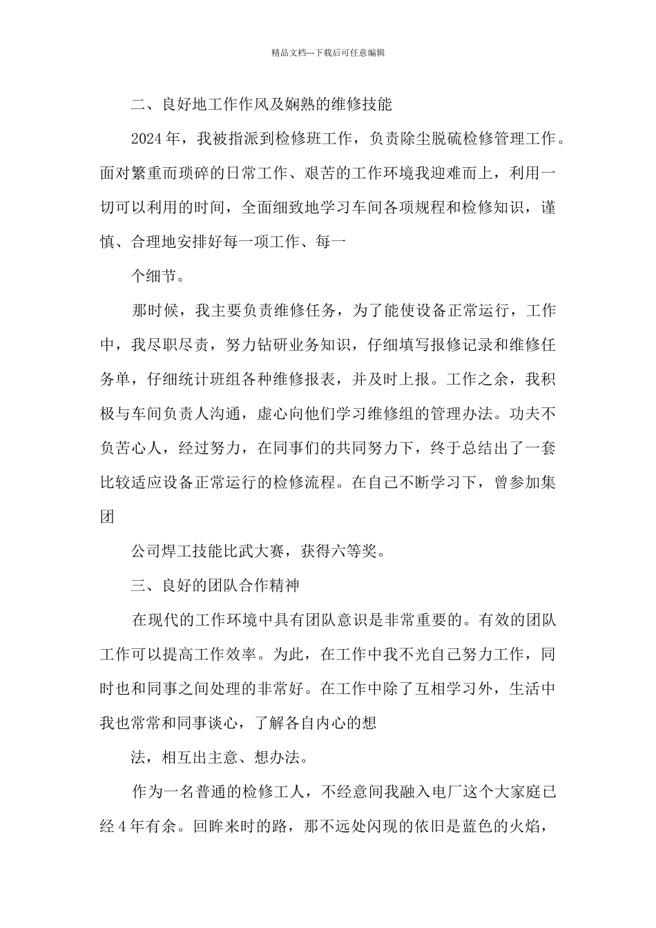 电厂检修个人工作总结_第3页