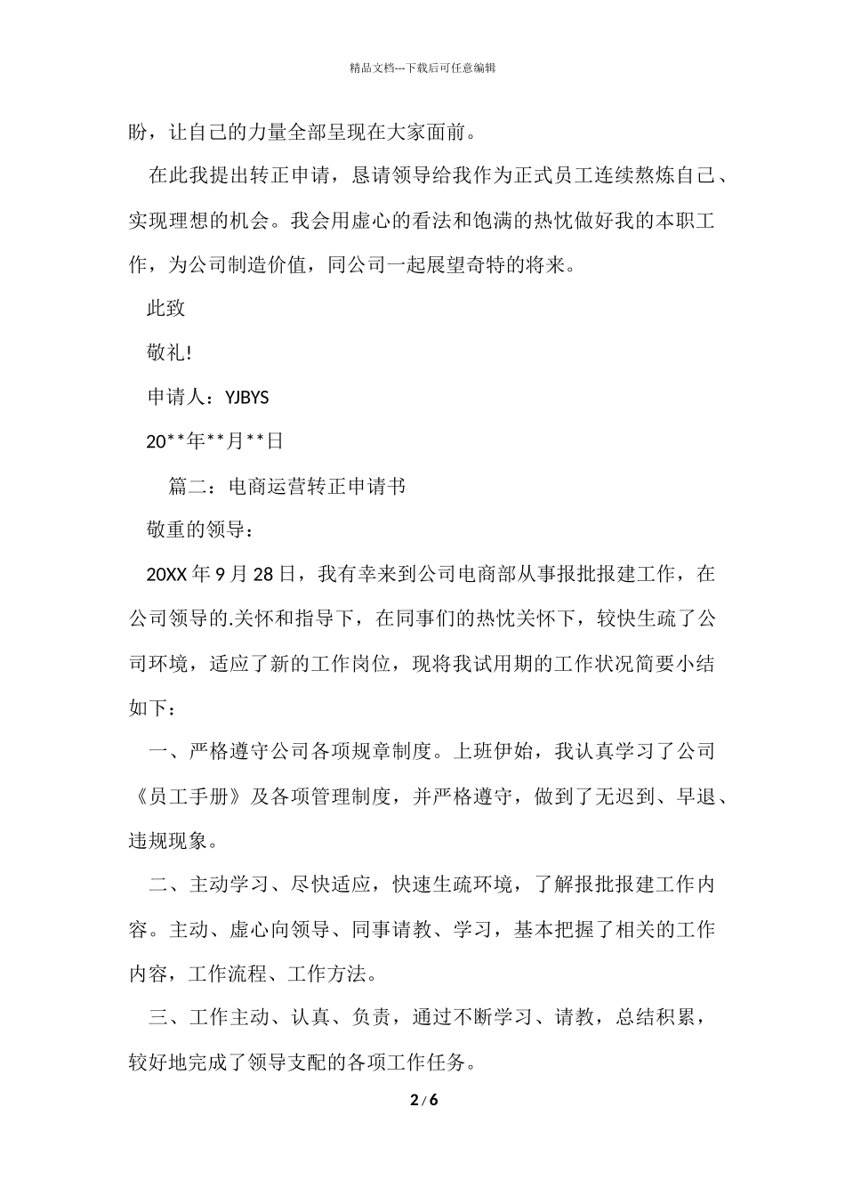 电商运营转正申请书_第2页