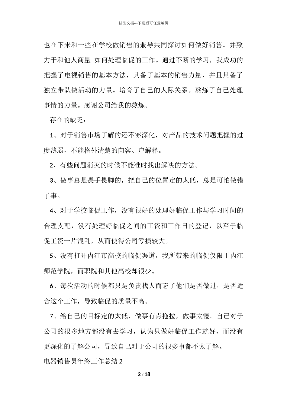 电器销售员年终工作总结_第2页