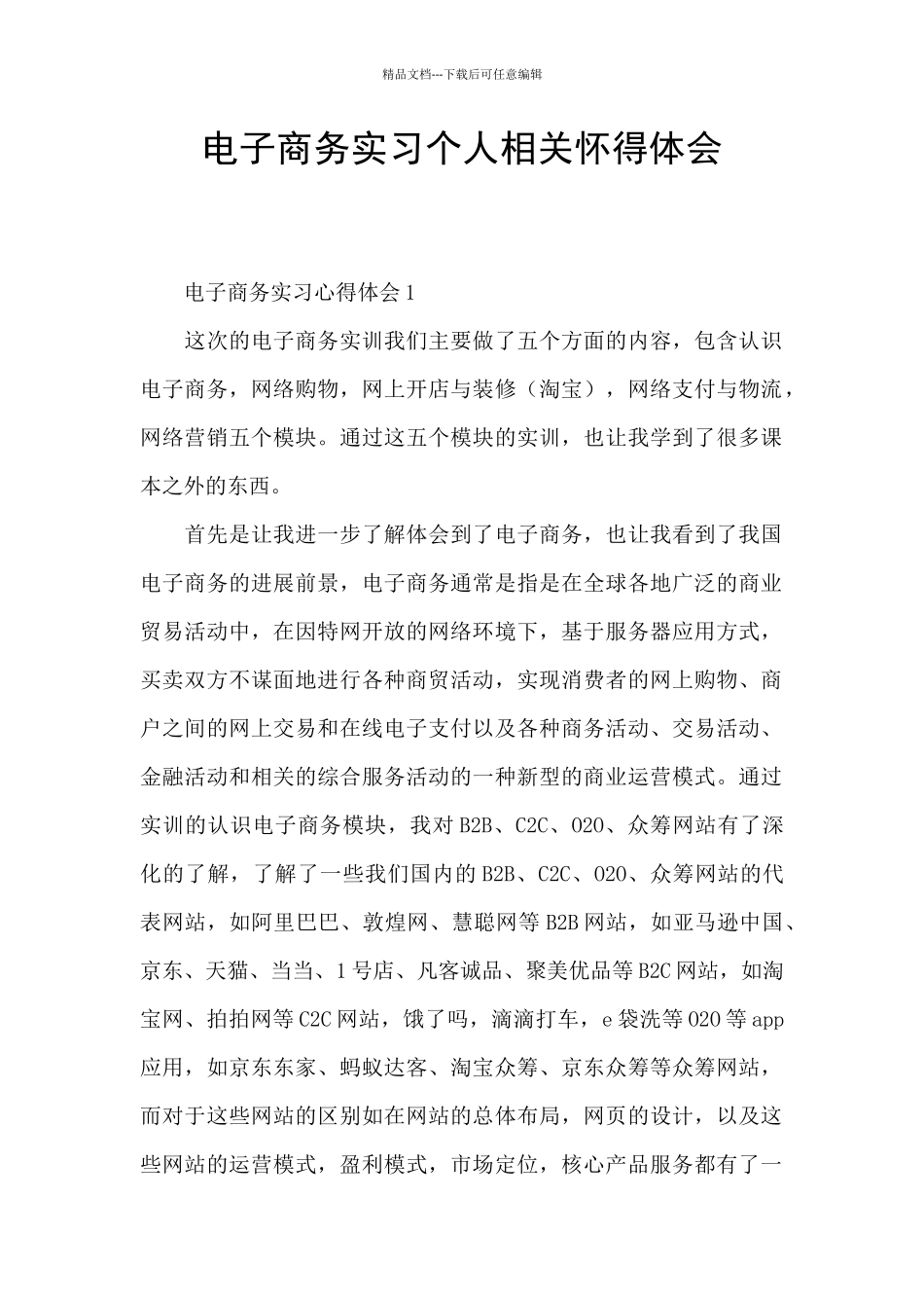电子商务实习个人相关心得体会_第1页