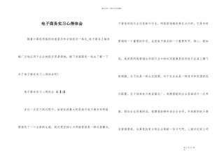 电子商务实习心得体会