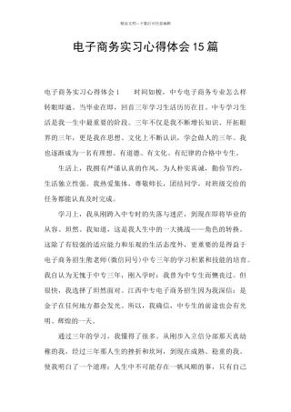 电子商务实习心得体会15篇
