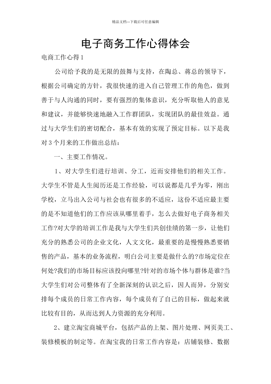 电子商务工作心得体会_第1页