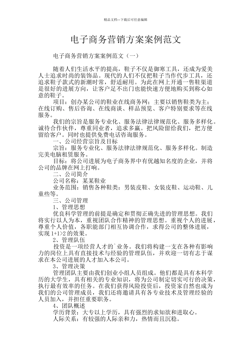 电子商务营销方案案例范文_第1页