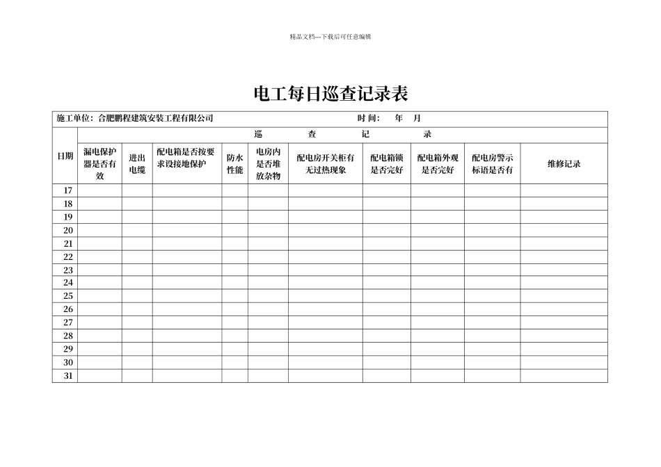 电工每日巡查记录表_第2页