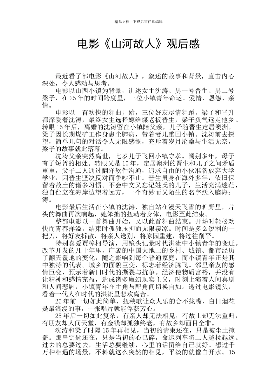 电影《山河故人》观后感_第1页