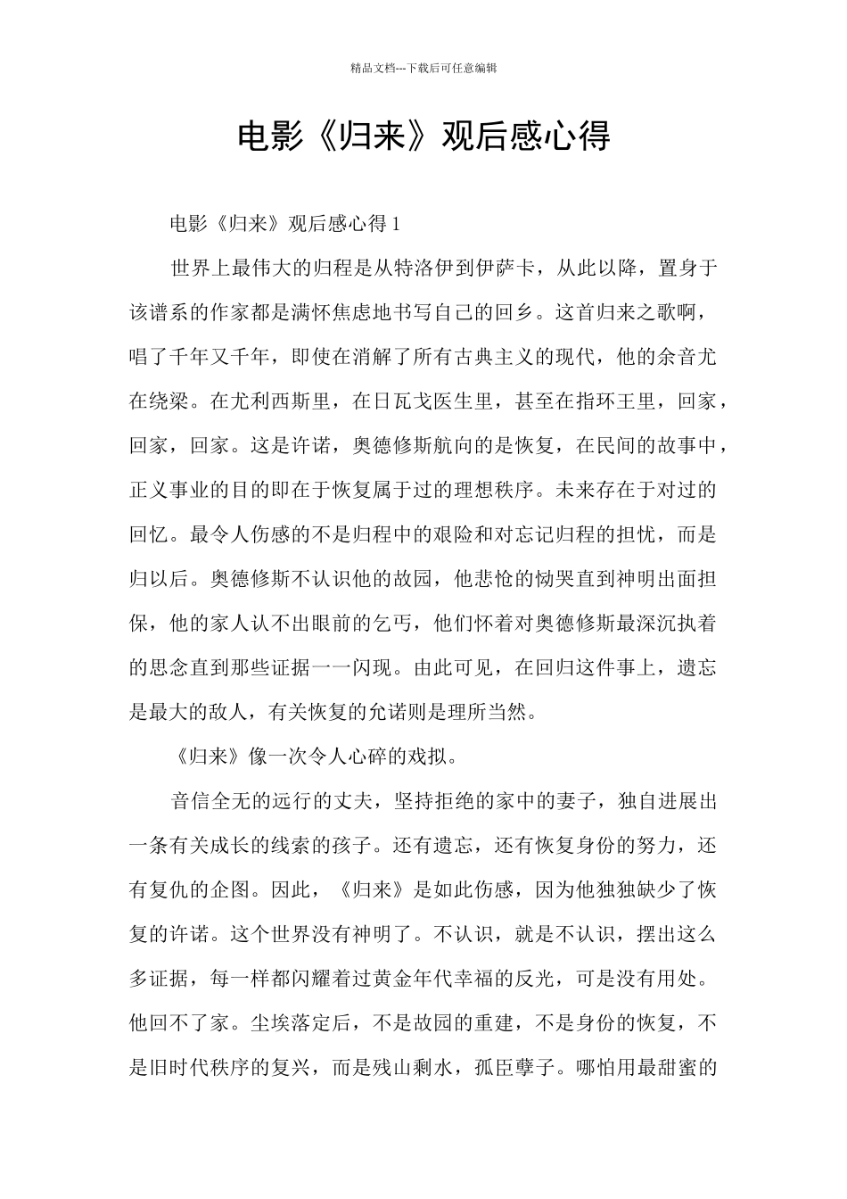 电影《归来》观后感心得_第1页