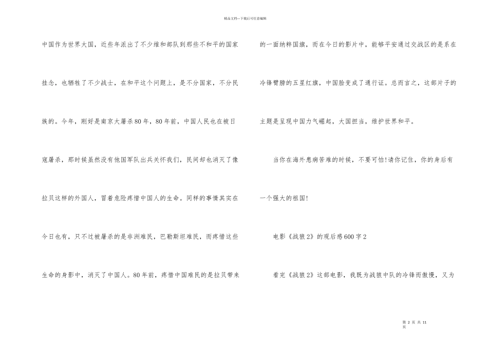 电影《战狼2》的观后感600字_第2页