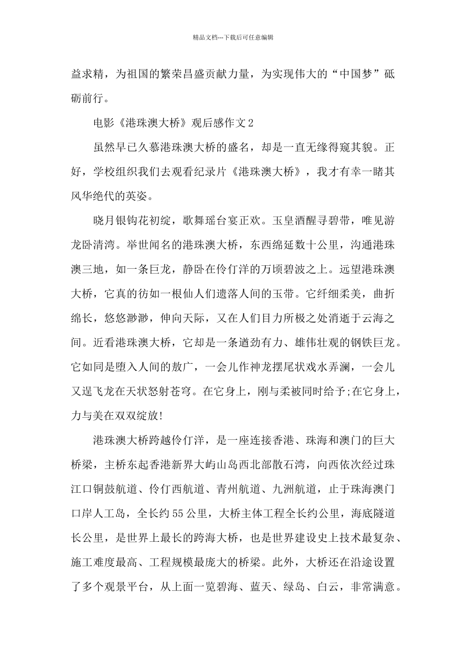 电影《港珠澳大桥》观后感作文5篇_第2页
