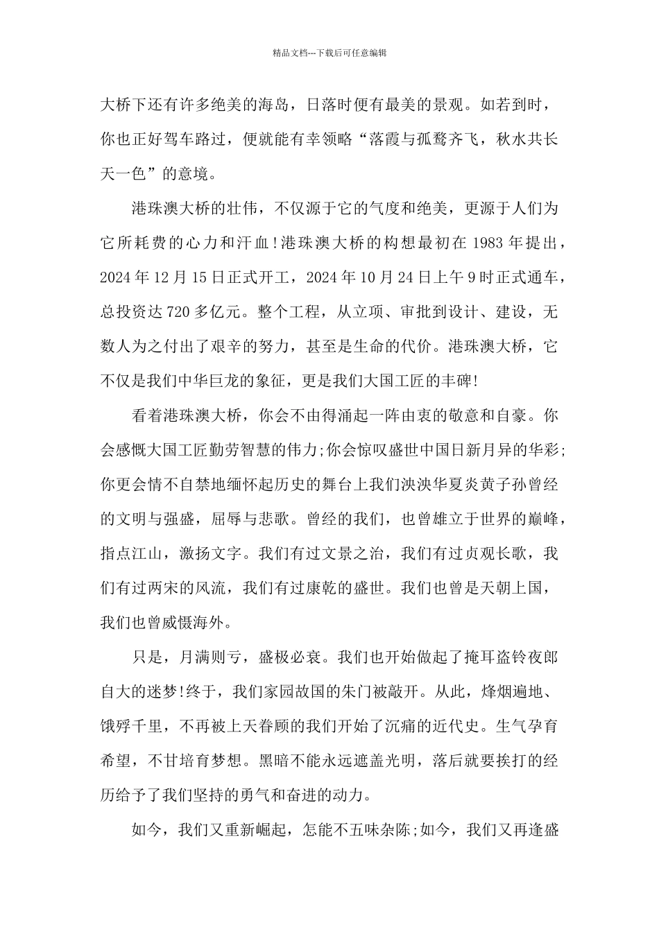 电影《港珠澳大桥》观后感作文5篇_第3页