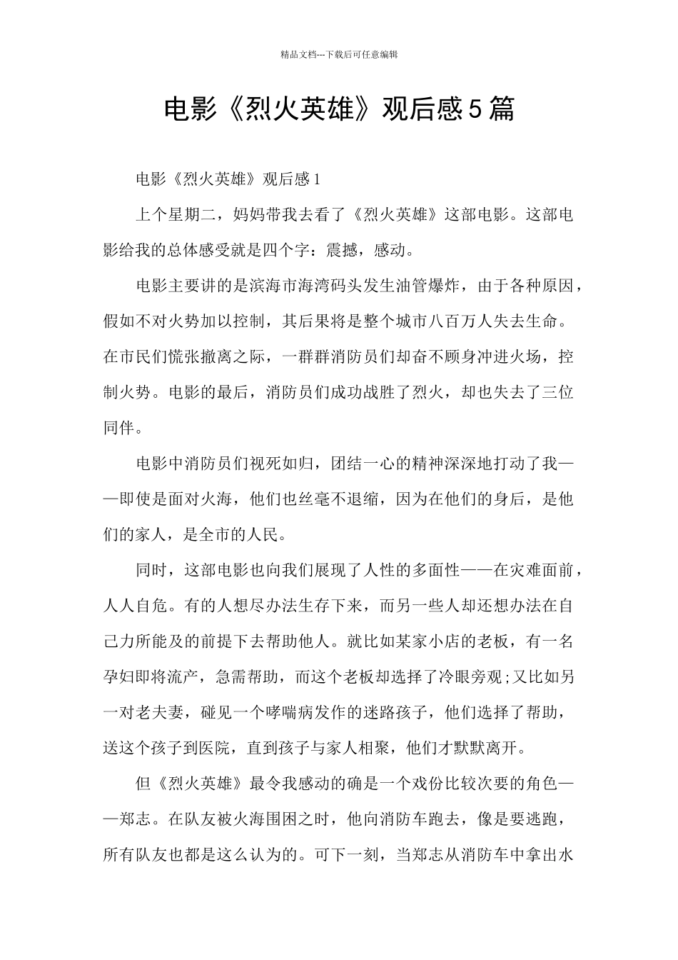 电影《烈火英雄》观后感5篇_第1页