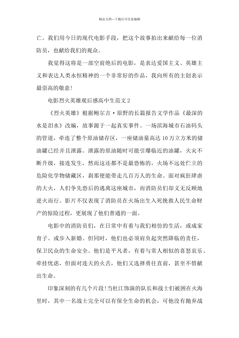 电影烈火英雄观后感高中生范文五篇_第2页