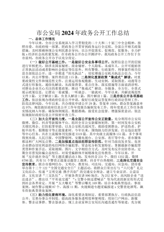 市公安局2024年政务公开工作总结
