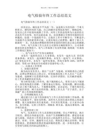 电气检验年终工作总结范文