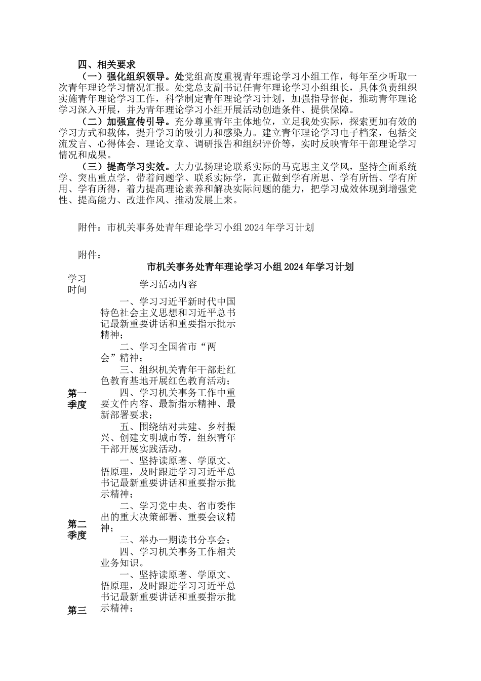 市机关事务管理处青年理论学习小组2024年度工作方案暨学习计划（表）_第2页