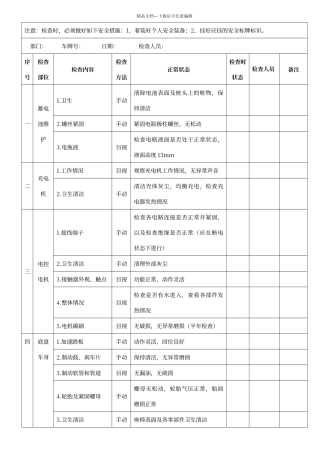 电瓶车每月检查表