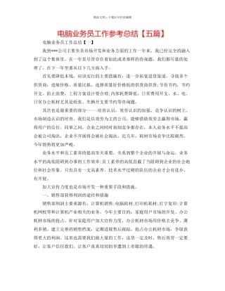 电脑业务员工作参考总结