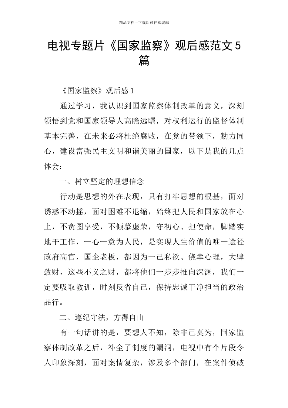 电视专题片《国家监察》观后感范文5篇_第1页
