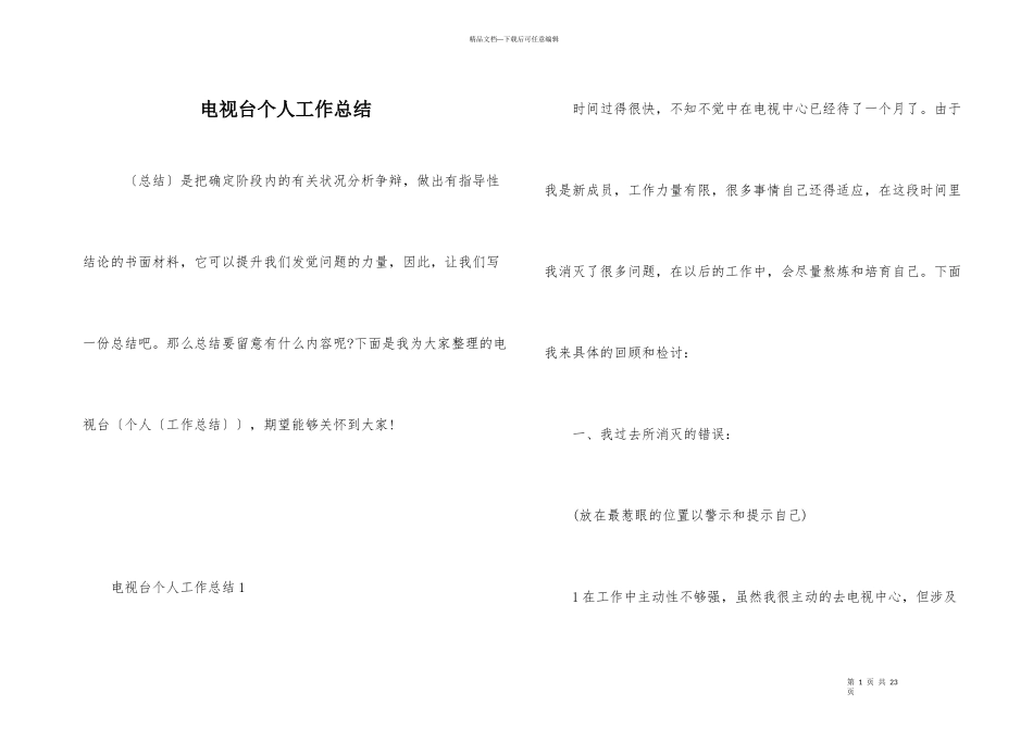 电视台个人工作总结_第1页