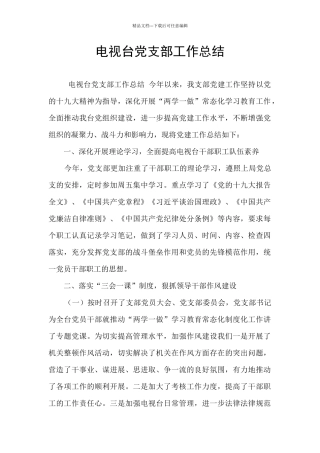 电视台党支部工作总结