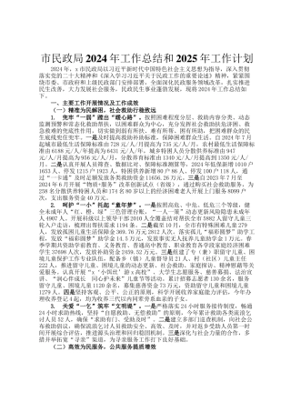 市民政局2024年工作总结和2025年工作计划