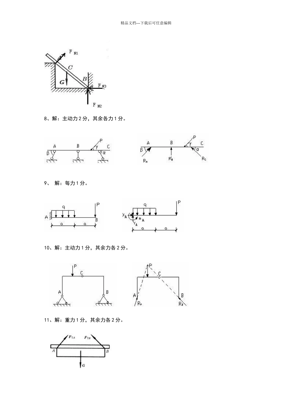 画物体的受力图答案《工程力学题库》_第3页