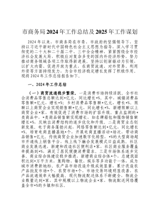 市商务局2024年工作总结及2025年工作谋划