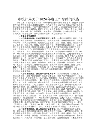 市统计局关于2024年度工作总结的报告