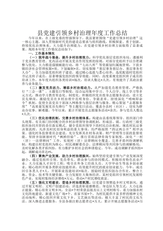 县党建引领乡村治理年度工作总结