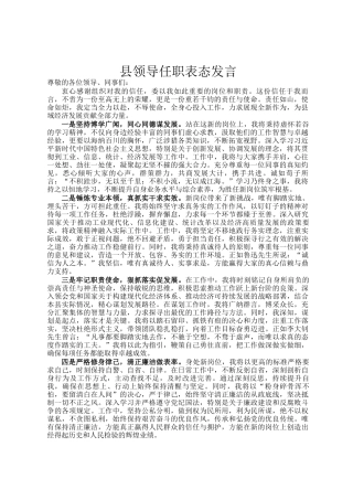 县领导任职表态发言