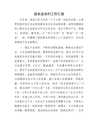 县农业农村工作汇报