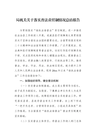 局机关关于落实普法责任制情况总结报告