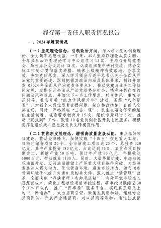 履行第一责任人职责情况报告