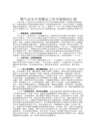 燃气安全专项整治工作开展情况汇报