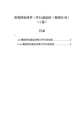 深化国企改革三年行动总结（集团公司）（2篇）
