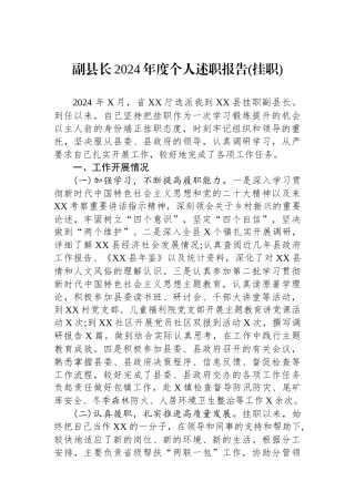 副县长2024年度个人述职报告(挂职)