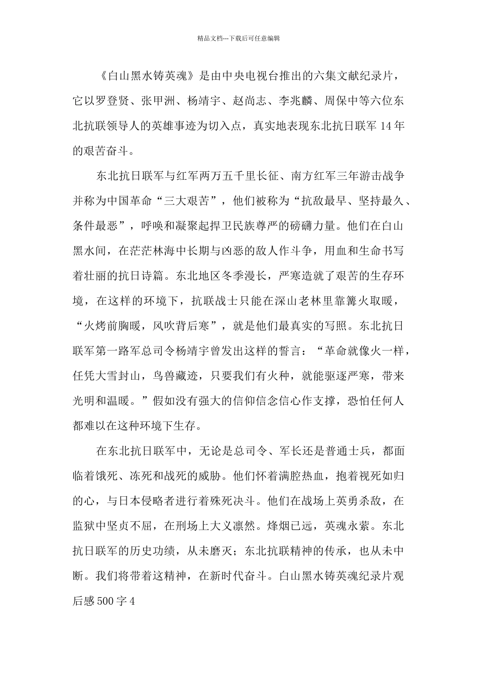 白山黑水铸英魂纪录片观后感500字_第3页