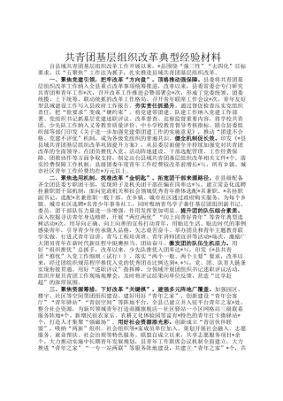 共青团基层组织改革典型经验材料