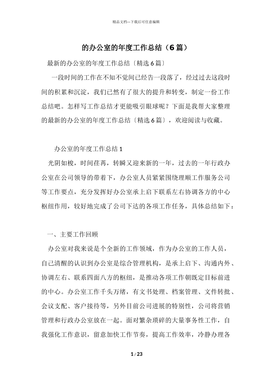 的办公室的年度工作总结_第1页