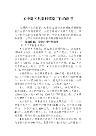 关于对X县对村巡察工作的思考