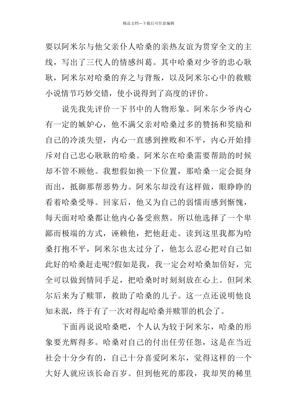 的追风筝的人读书心得五篇名著合集_第2页