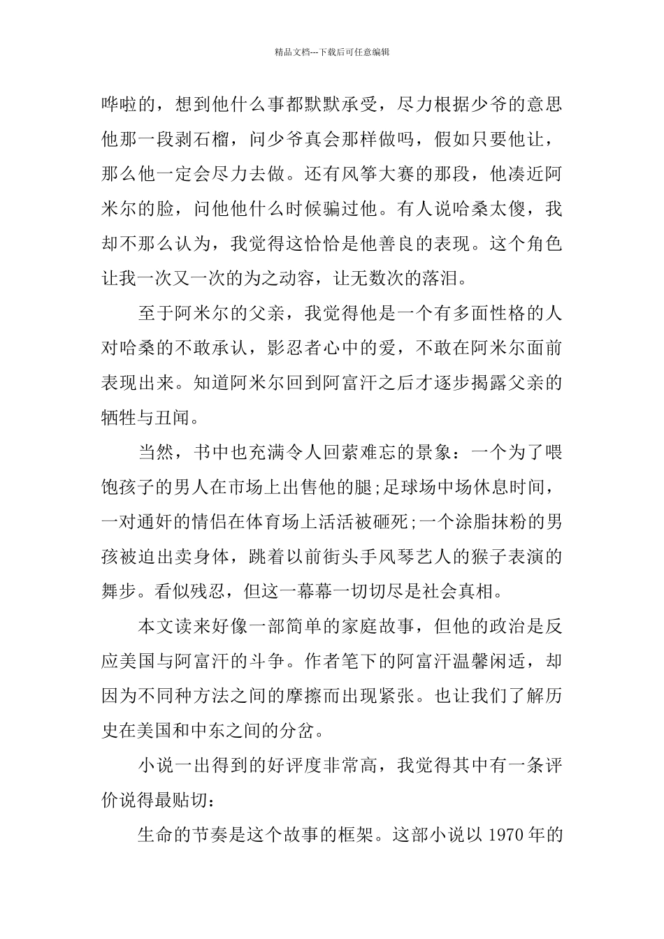 的追风筝的人读书心得五篇名著合集_第3页