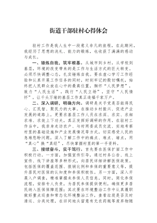 街道干部驻村心得体会