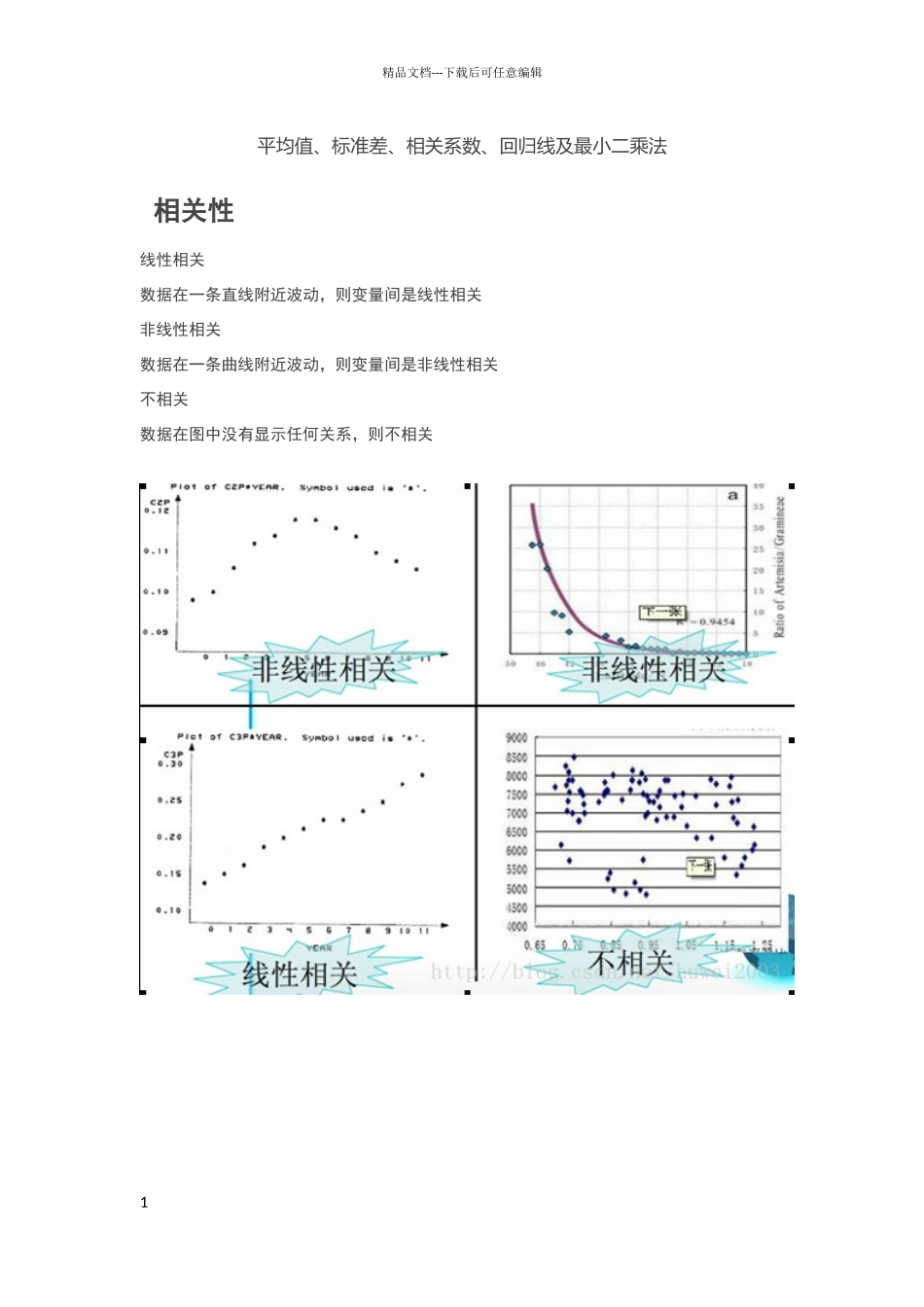 相关性、平均值、标准差、相关系数、回归线及最小二乘法概念_第1页