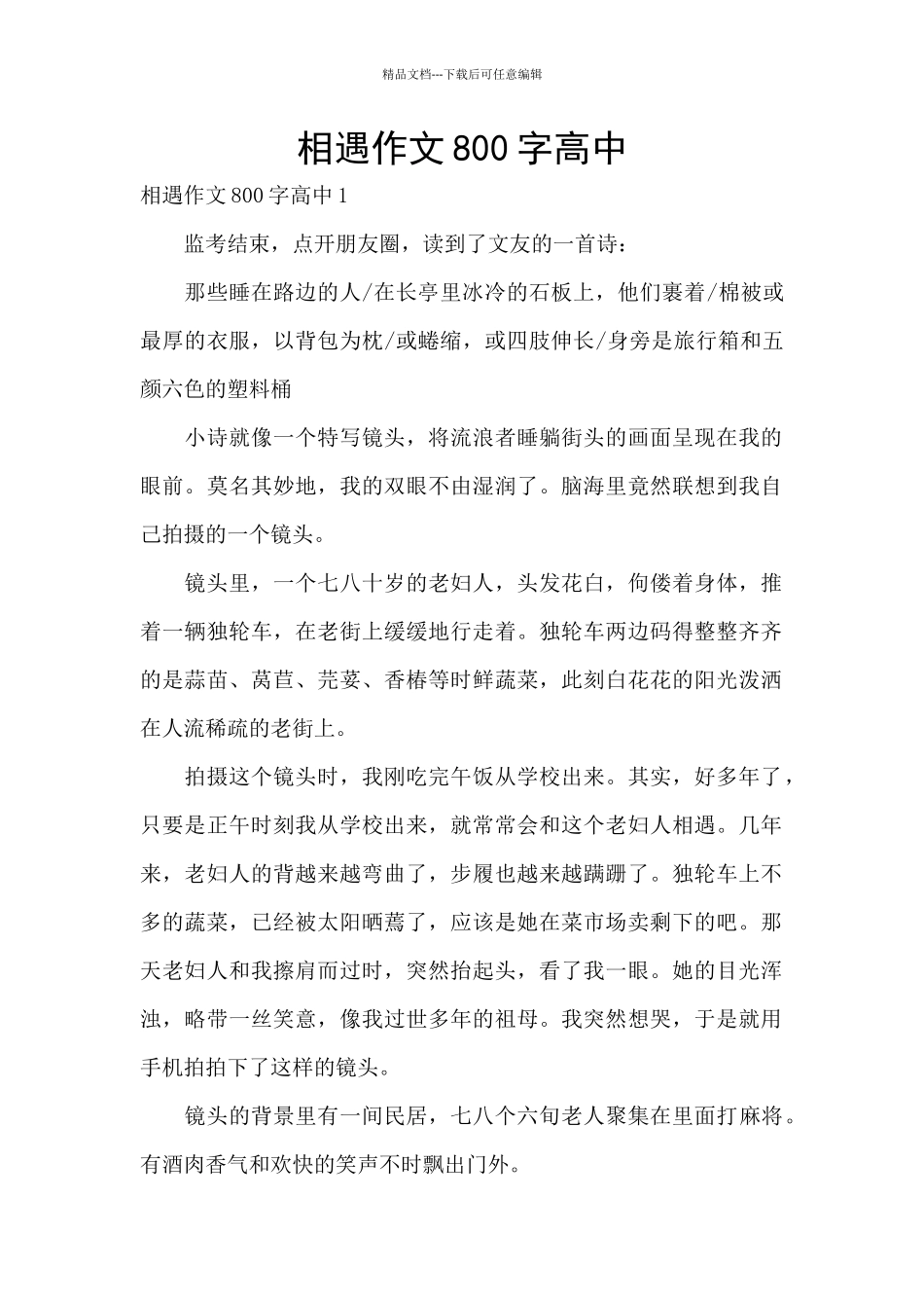 相遇作文800字高中_第1页