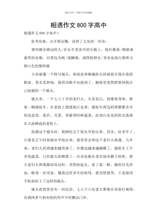 相遇作文800字高中